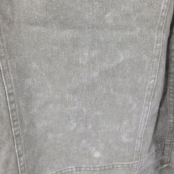 Army Green Washed Denim Button Front Mini Dress Sz S Puff Military Gorpcore - Picture 4 of 15